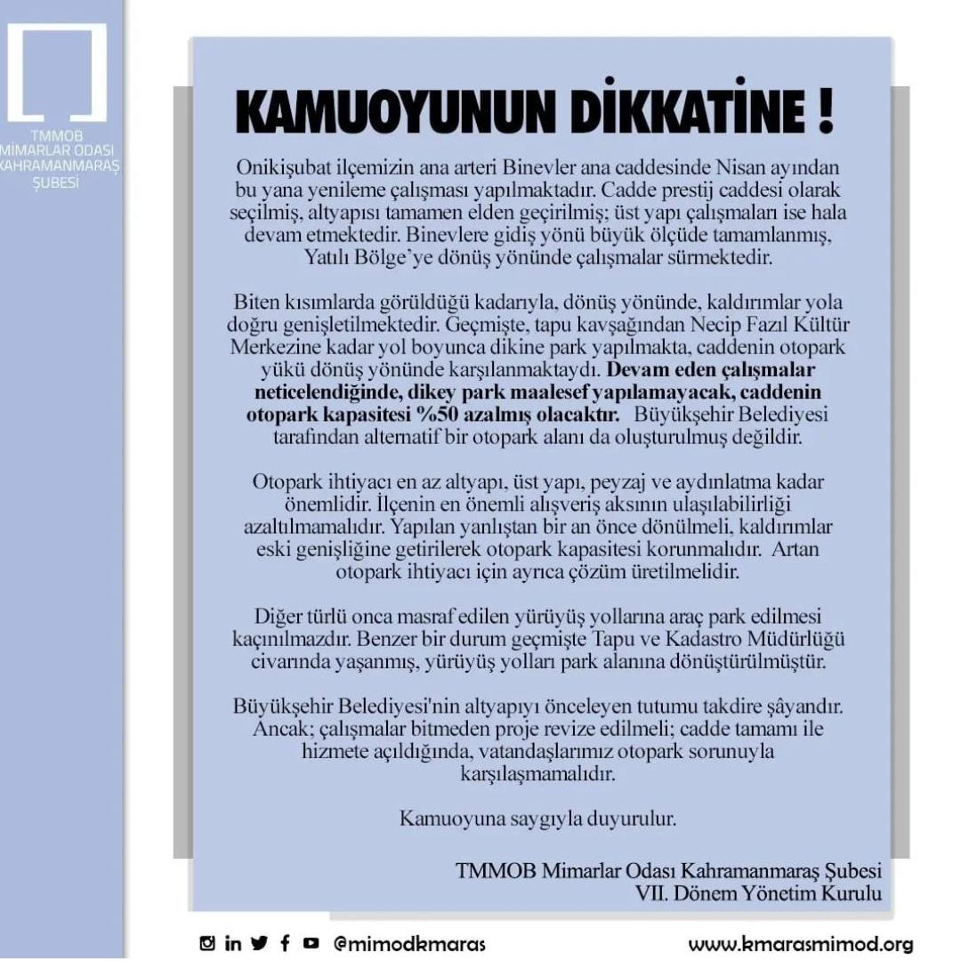 BİNEVLERDE OTOPARK SORUNU